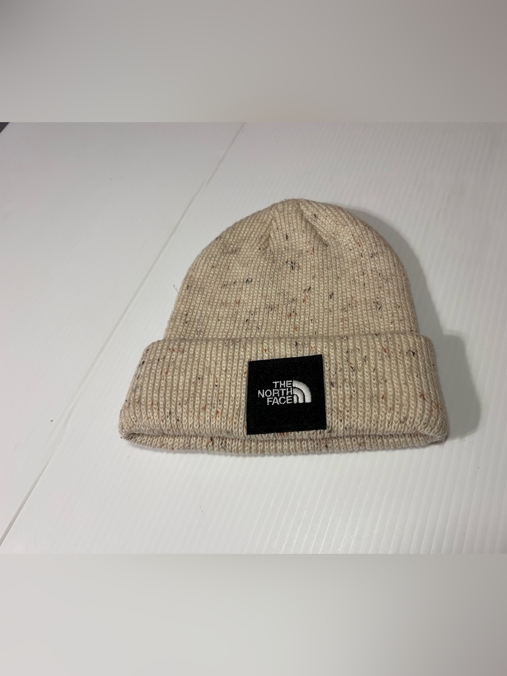 The North Face Speckled Tan Knit Cuff Beanie